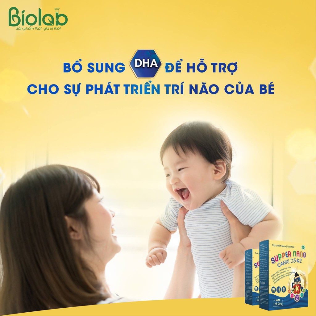 Supper Nano Canxi D3-K2 Hỗ trợ phát triển chiều cao, giúp xương và răng chắc khỏe cho bé yêu - Dược Biolab