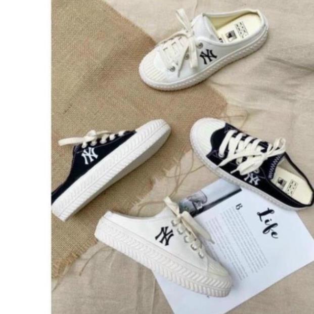 Giày lười Sục MLB ny đạp gót màu Trắng thể thao sneaker Hot Trend [Full box, Full bill]