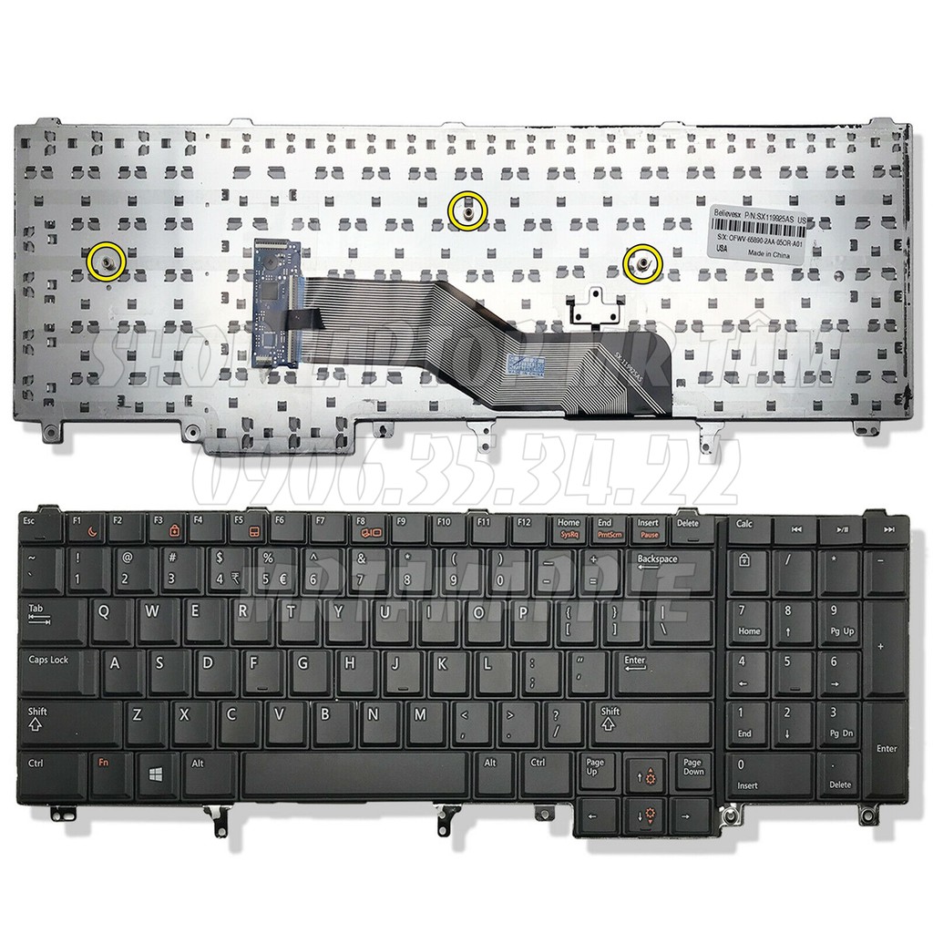 (KEYBOARD) BÀN PHÍM LAPTOP DELL E6520 dùng cho Precision M2800 M4600 M6600 M4700 M4800 M6700 M6800, Latitude E6520