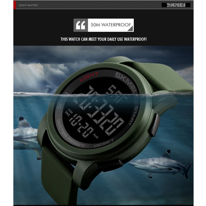 Đồng Hồ Điện Tử Đa Năng SKMEI 1257 Chống Nước Với Dây Đeo Silicon