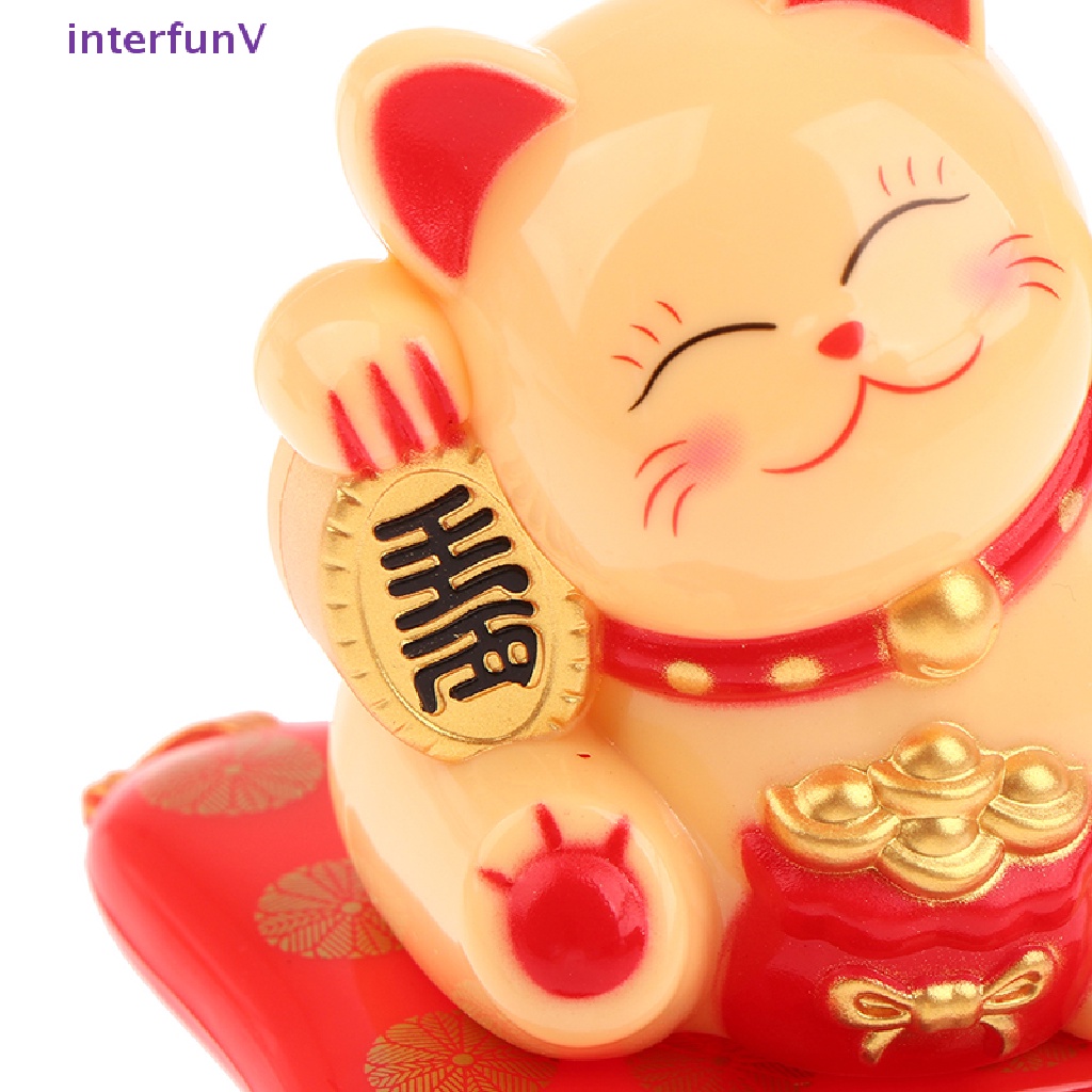[InterfunV] Đồ Trang Trí Xe Hơi Hình Mèo May Mắn Maneki Neko Vẫy Cánh Tay Chạy Bằng Năng Lượng Mặt Trời [Mới]