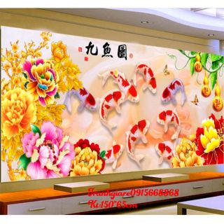 Tranh thêu kín cửu ngư quần hội tuyệt đẹp
