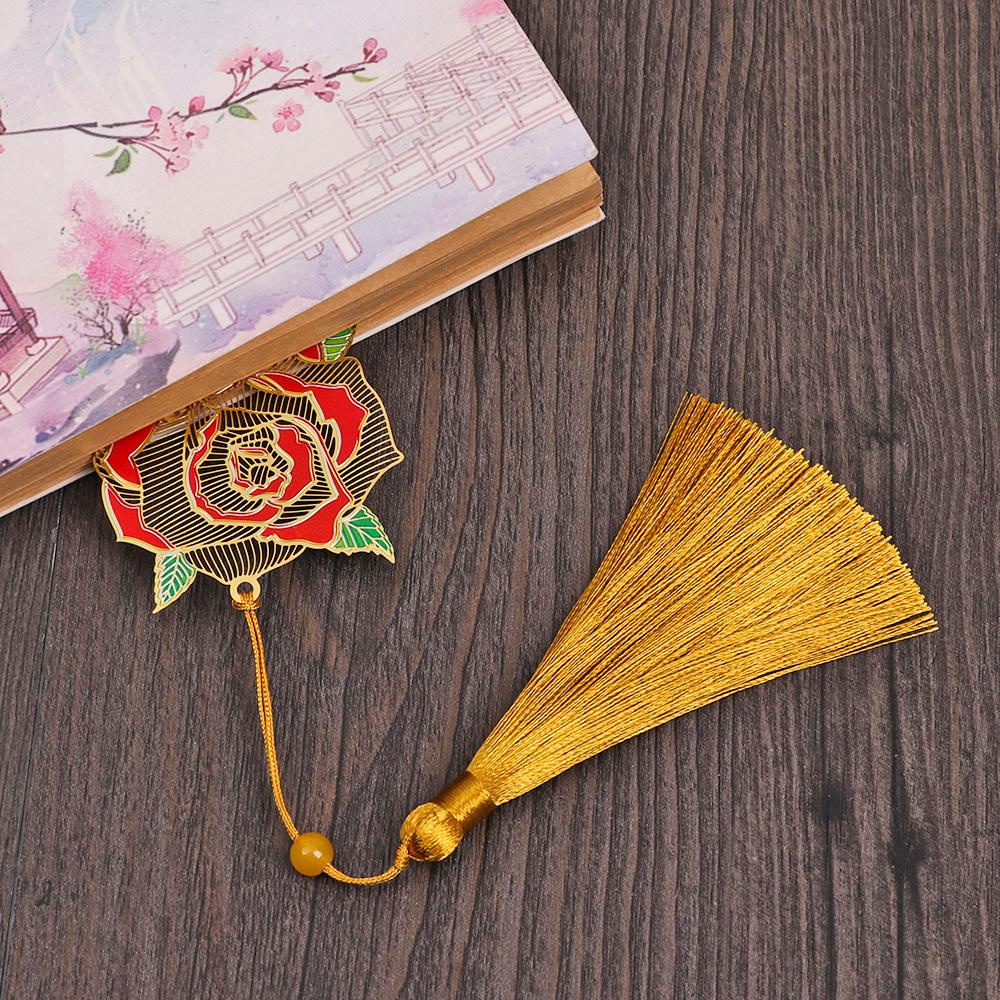 PISTA Thẻ Đánh Dấu Trang Sách Bằng Đồng Thau Phối Tua Rua Rỗng