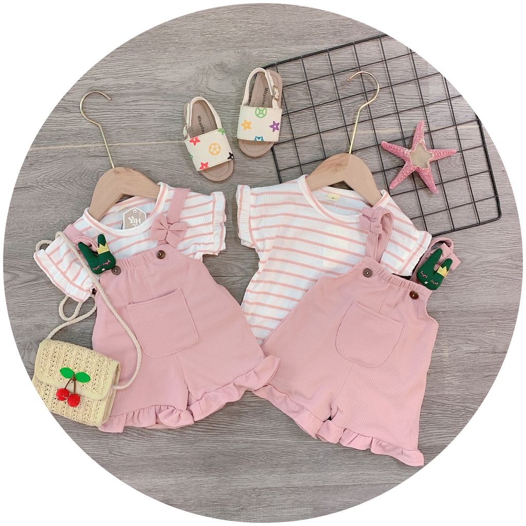 (8-13kg)QCCC Yếm thỏ kèm áo len tăm cho bé gái siêu cute(ảnh clip thật)