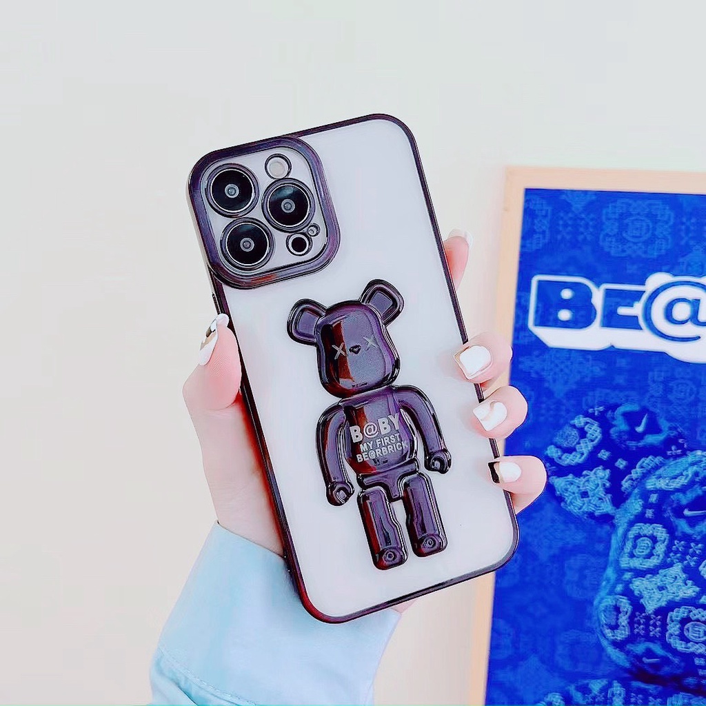 Ốp Lưng Iphone Gấu Kaws Viền Xi MẠ ĐIỆN 6splus/7/7plus/8/8plus/x/xr/xs/11/12/pro/max/plus/promax/13promax