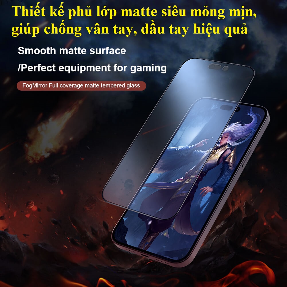 [14 pro max]Cường lực full màn hình chống vân tay cho iP 14 Pro Max Nillkin FogMirror