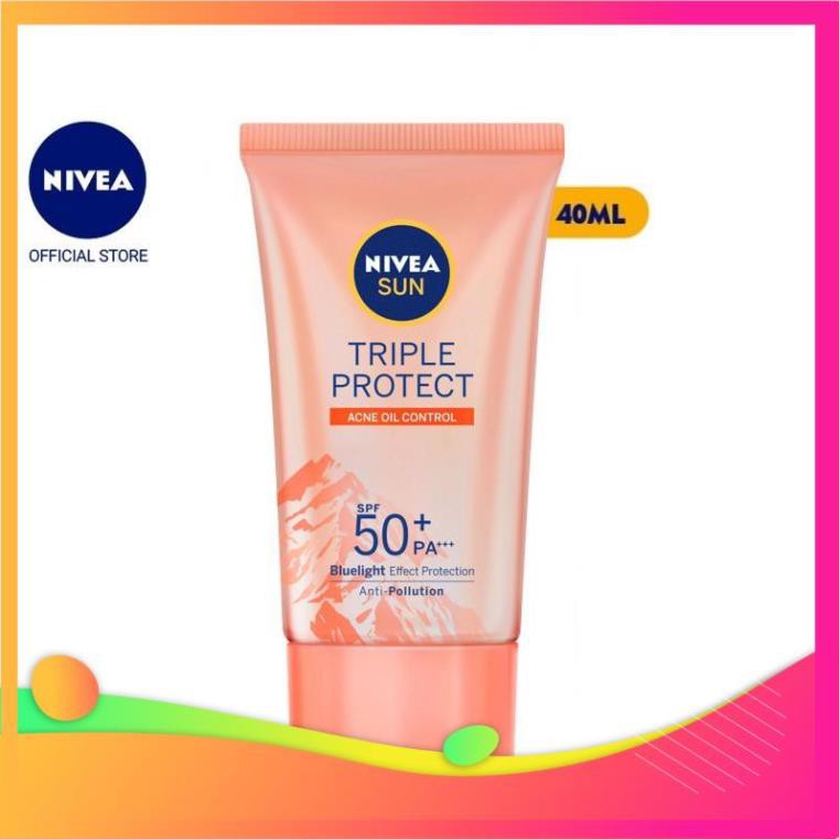 Kem Chống Nắng Dưỡng Da Kiểm Soát Nhờn Mụn NIVEA SUN Triple Protect Acne Oil Control SPF50+ PA+++ 40ML - 85545