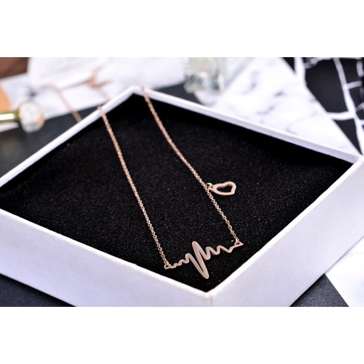 DÂY CHUYỀN TITAN CAO CẤP HÌNH NHỊP TIM THỜI TRANG TN015 - siêu đẹp, bền màu, chuẩn thời trang