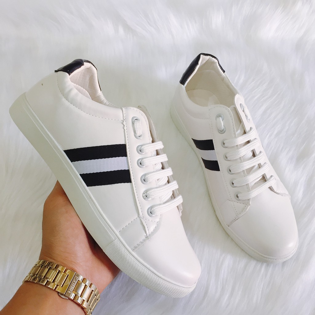 [Mã FAXANH245 giảm 10K đơn từ 50K] Giày Sneaker thể thao nam màu trắng 3 sọc đen 2020 | BigBuy360 - bigbuy360.vn