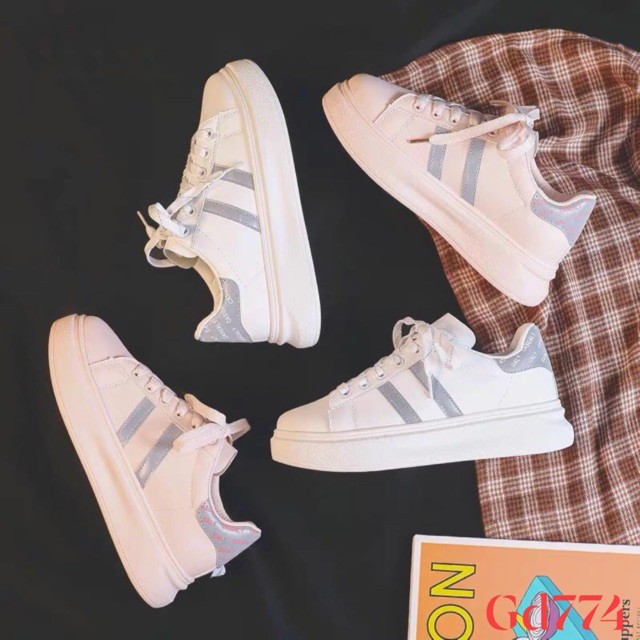 Giày Thể Thao Nữ 💖FREESHIP📛 Giày Nữ Trắng Phản Quang 2 Vạch, Giày Đế Bằng Dáng Sneaker Giá Siêu Rẻ | BigBuy360 - bigbuy360.vn