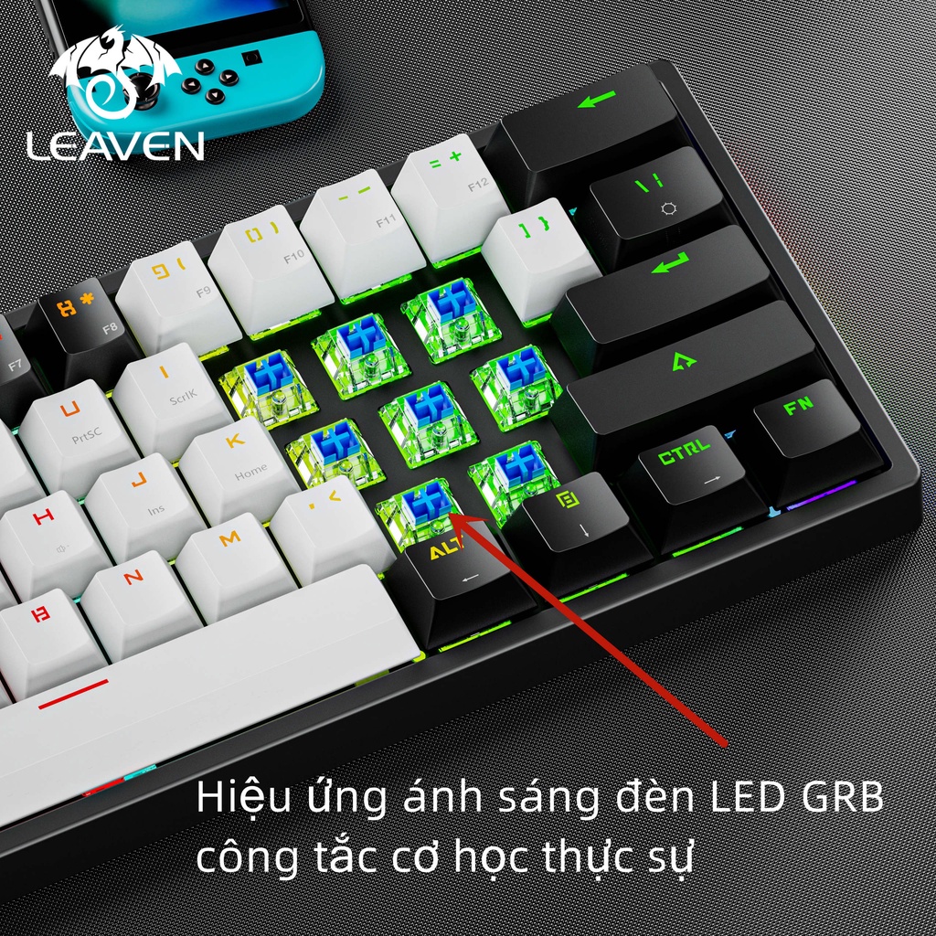 Bàn phím cơ hotswap Leaven K620 Pro RGB LED Phiên bản nâng cao hỗ trợ chức năng chèn，bàn phím cơ red switch