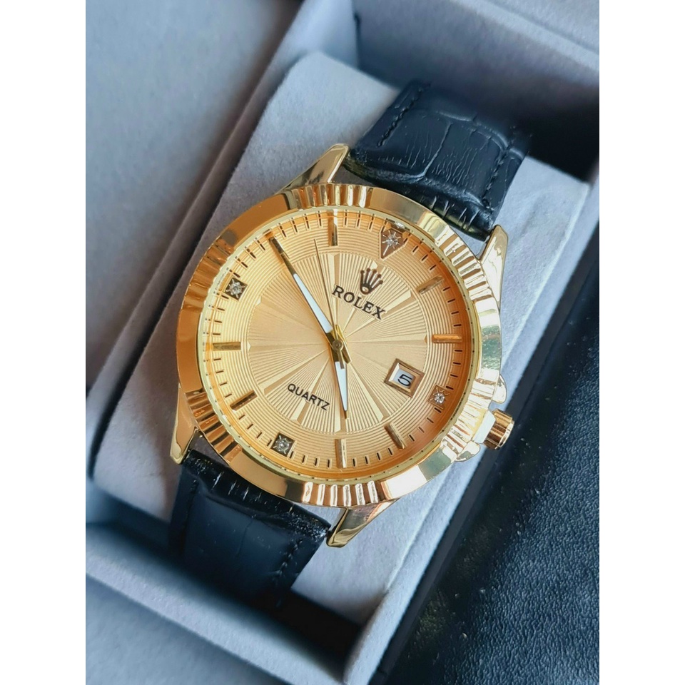 Đồng Hồ Rolex Nam Dây Da Viền Băm Cao Cấp Thời Trang Có Lịch Ngày Giá | BigBuy360 - bigbuy360.vn