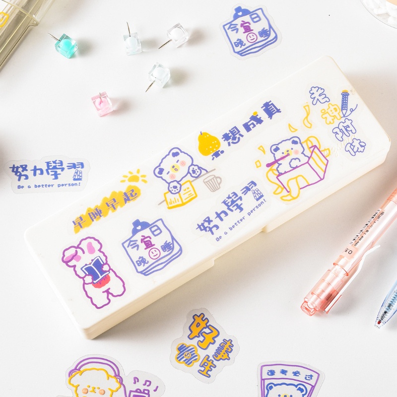 PeachBộ 20 Miếng Dán Trang Trí Sổ Tay/Nhật Ký Hình Hoạt Hình Chống Thấm Nước 6 Kiểu Xinh Xắn diy