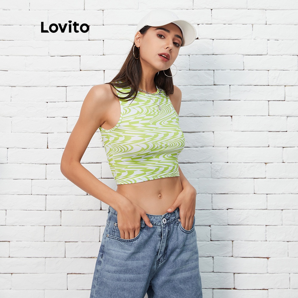 Áo tank top Lovito màu xanh lá L07082 | BigBuy360 - bigbuy360.vn