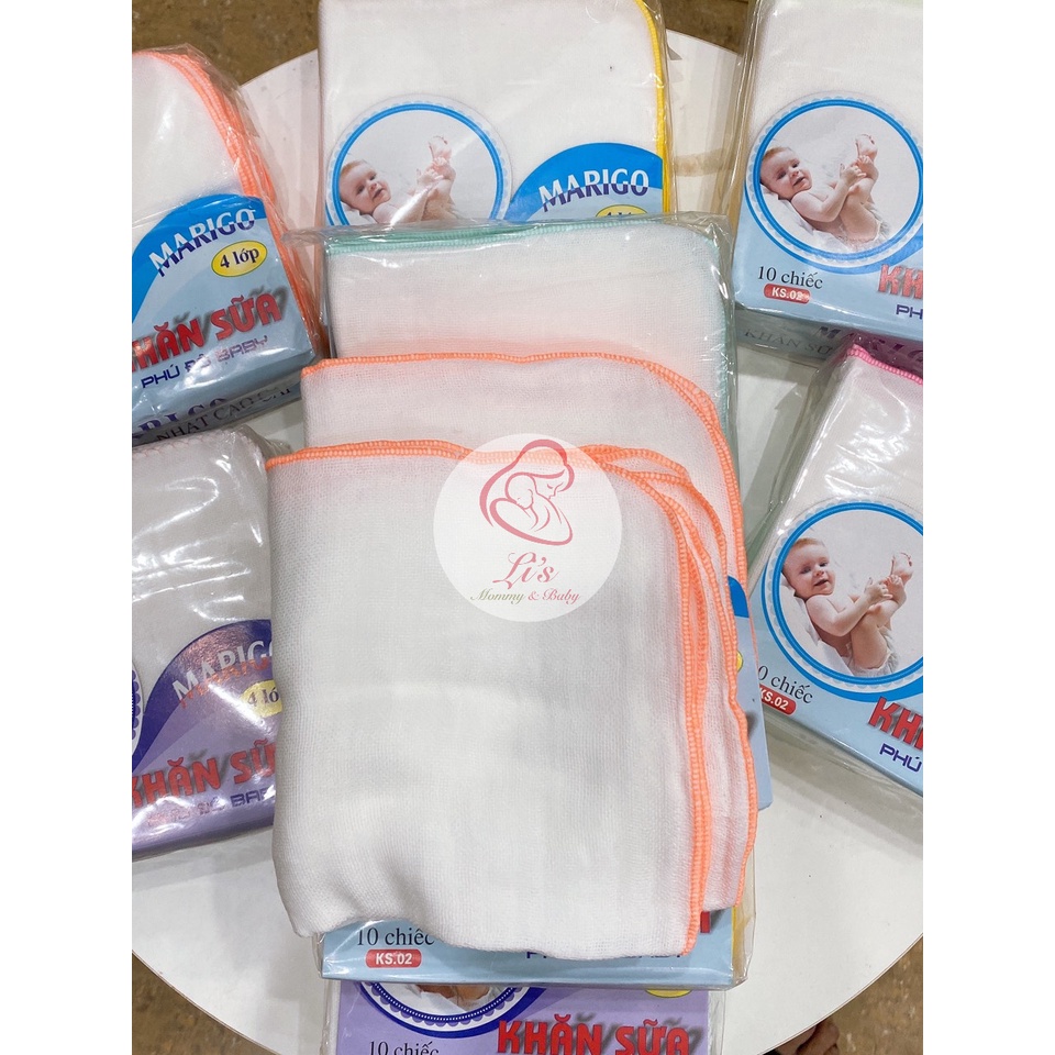 Khăn sữa cho bé Marigo Phú Đô sơ sinh 3 lớp 4 lớp vải xô 100% Cotton hàng đẹp Mã K32