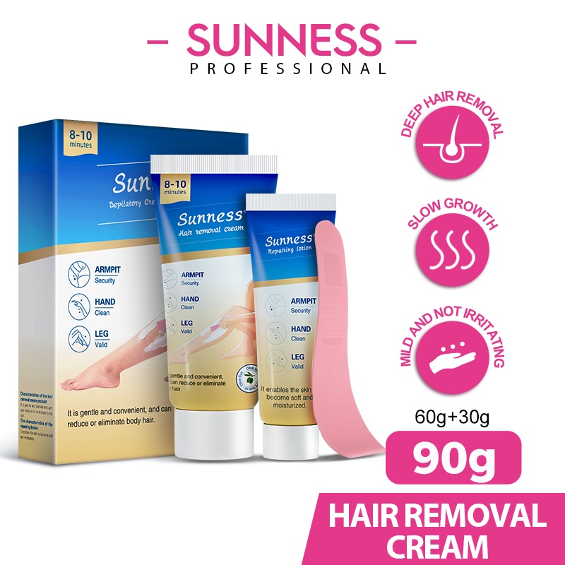 Kem tẩy lông SUNNESS thích hợp cho da nhạy cảm an toàn hiệu quả 60ml + 30ml
