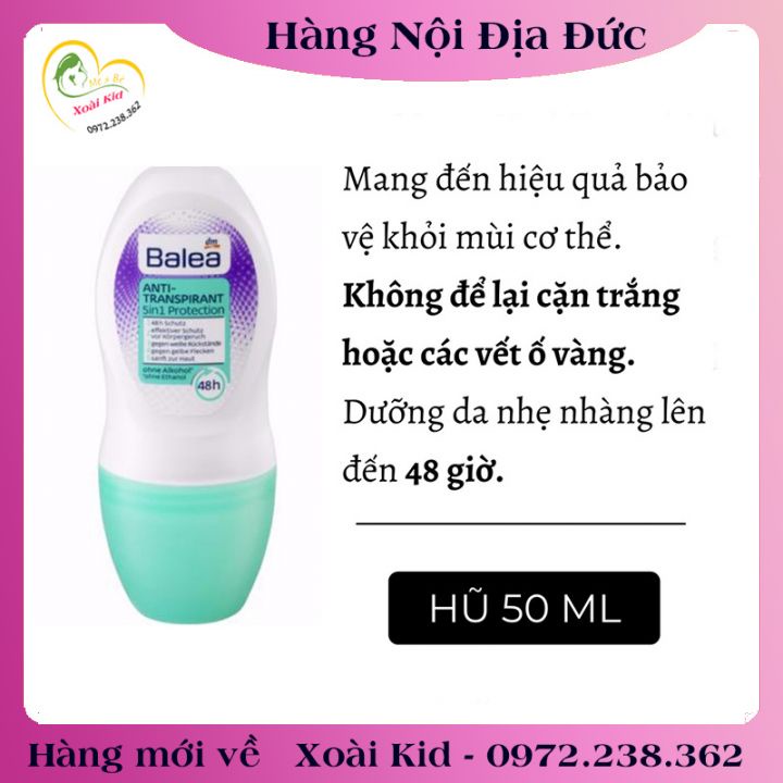 Bộ Kem khử mùi hôi nách Balea Deocreme, xịt khử mùi nách, lăn khử mùi Balea Đức - Date mới Đủ Bill