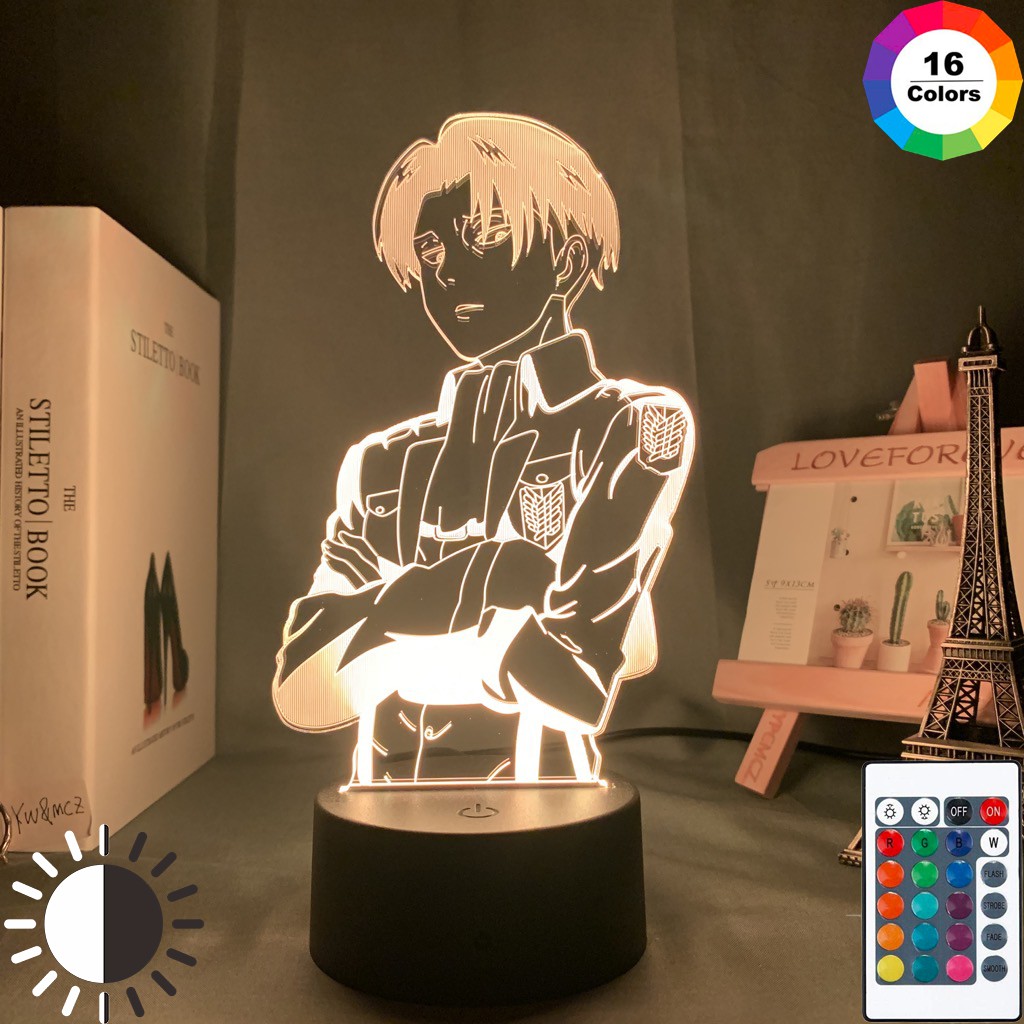 Đèn bàn acrylic hình nhân vật Levi Ackerman trong Attack on Titan để làm đồ trang trí trong nhà rất ok luôn