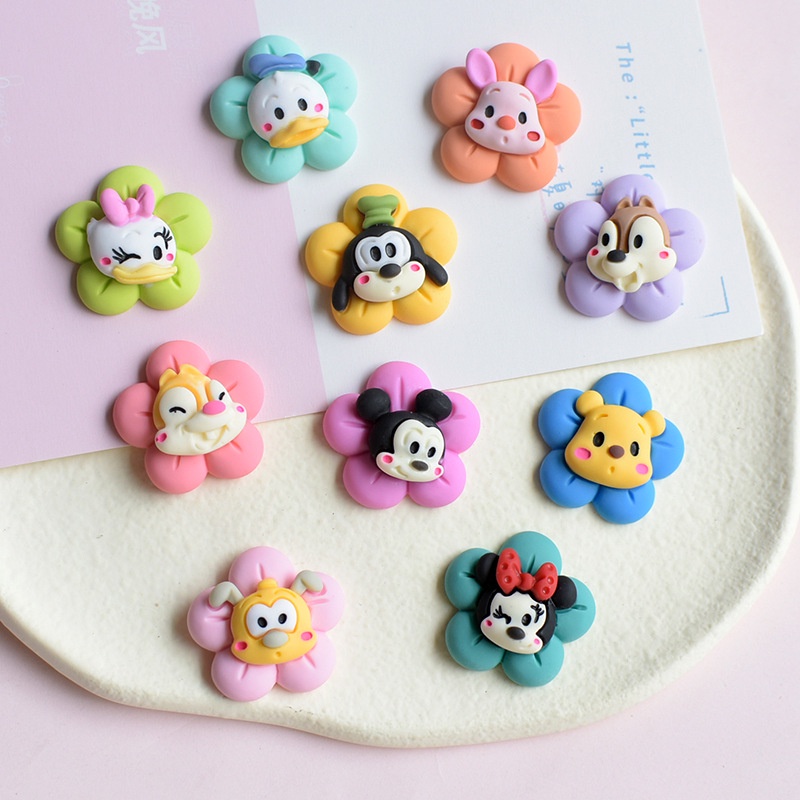 Charm bông hoa nhỏ với các nhân vật Cartoon Network (Luffy, Mickey, Chipmunk..) trang trí kẹp tóc, DIY