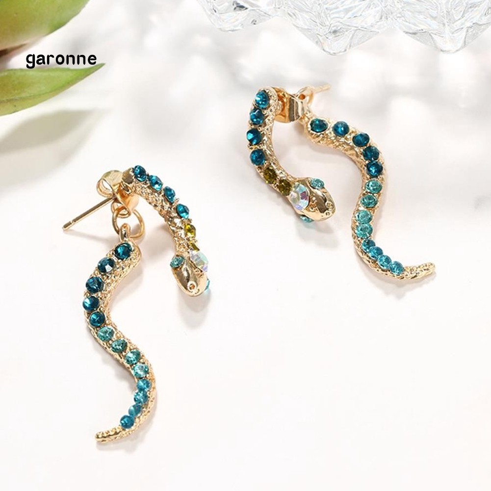 Khuyên tai hình rắn đính đá phong cách cổ điển thanh lịch dành cho nữ