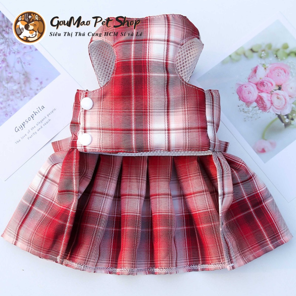 (Tặng kèm dây dắt ) Váy nơ kèm dây dắt cho chó mèo - GOUMAO PET