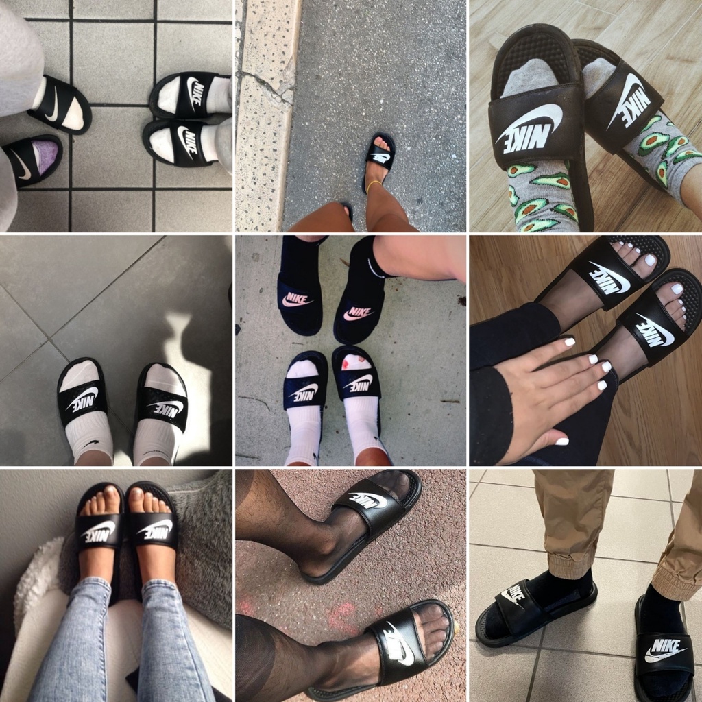 Dép nike nam, nữ màu đen trơn basic