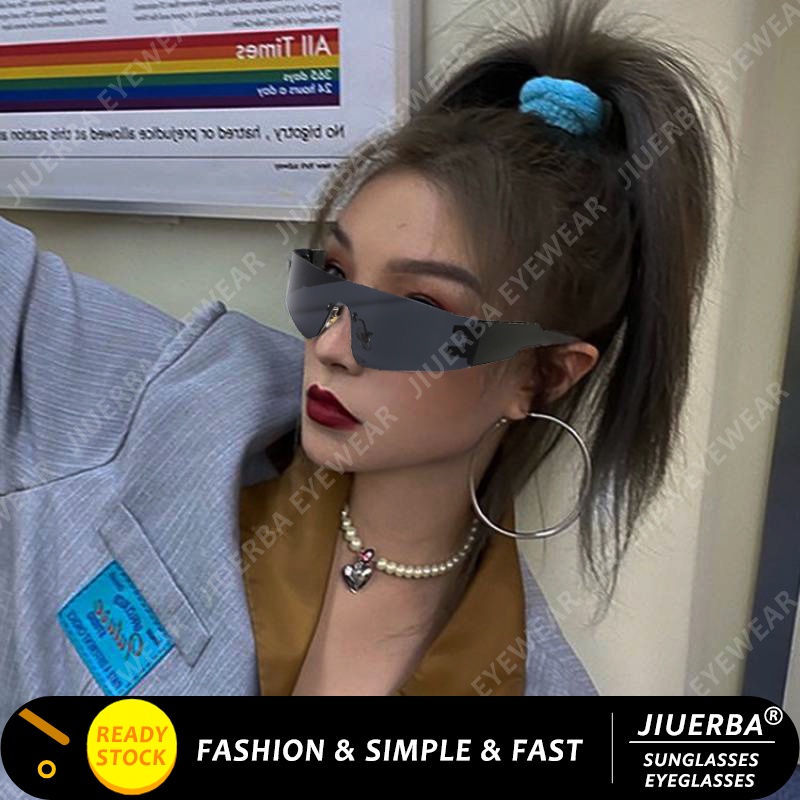 (JIUERBA) Kính Mát Thời Trang Mới Một Mảnh Màu Retro Phong Cách Punk Lái Xe