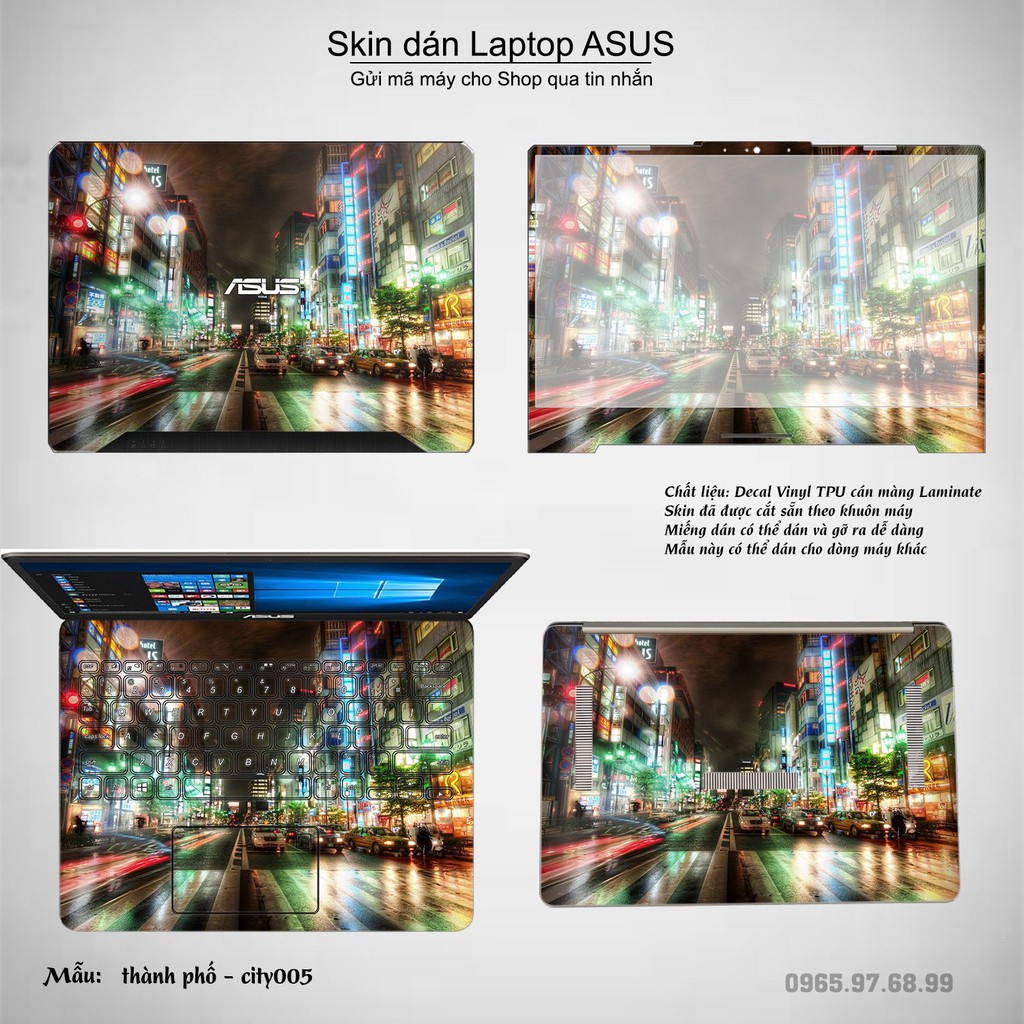 Skin dán Laptop Asus in hình thành phố (inbox mã máy cho Shop)