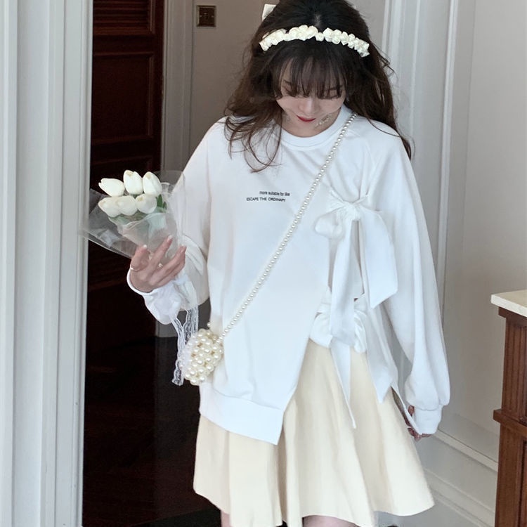 MỚI Set áo hoodie cột nơ + chân váy thiết kế trẻ trung