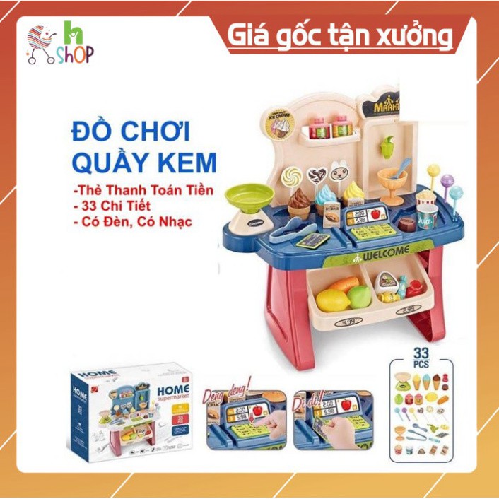 ( SALE SỐC) Đồ chơi siêu thị mini bằng nhựa cao cấp - Bộ đồ chơi 33 chi tiết có máy tính tiền, có nhạc