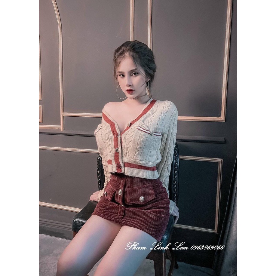 Chân Váy Nhung Chữ A Túi Nắp_Xưởng May Quang Anh