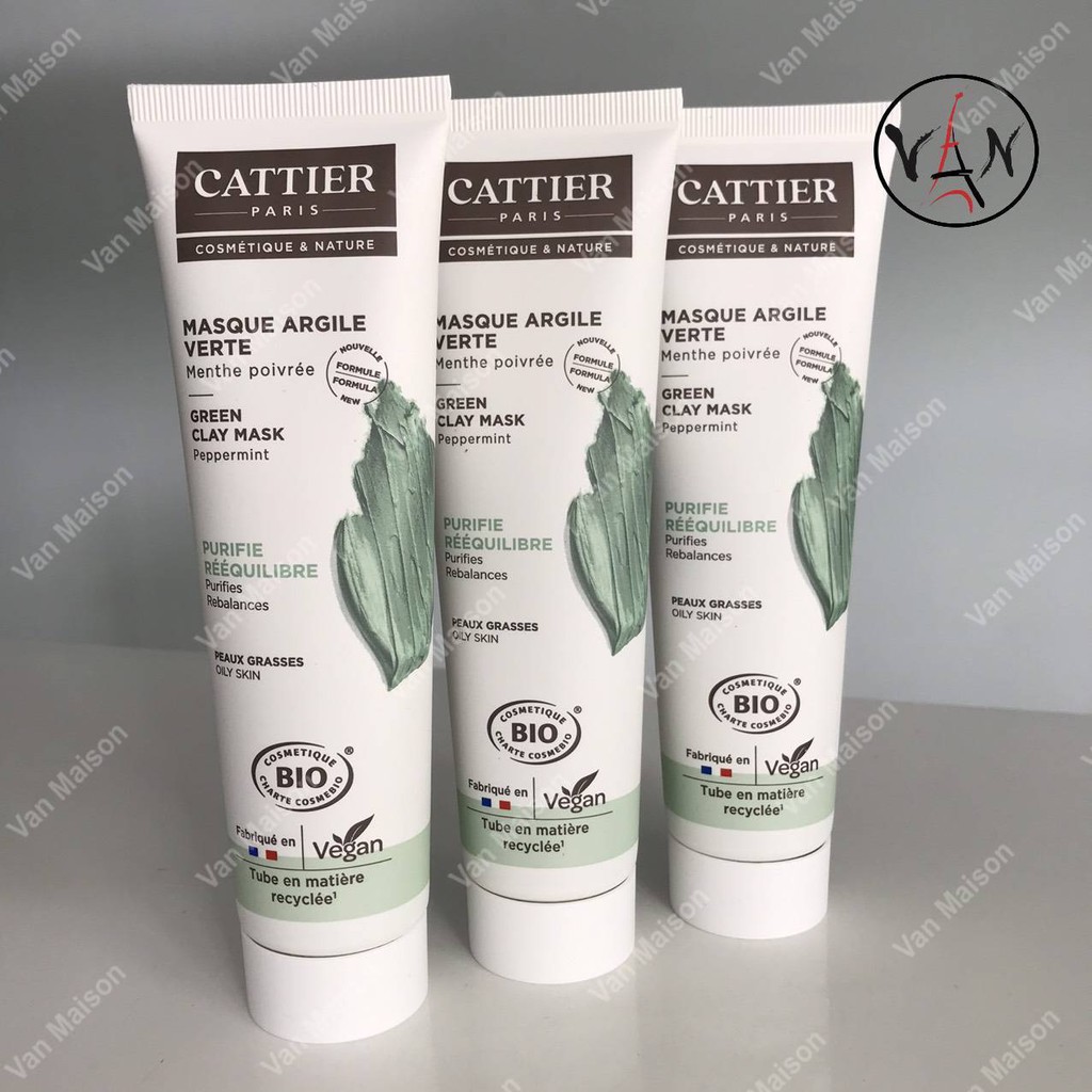 [ Cattier ] Mặt nạ đất sét hữu cơ cattier clay mask dành cho da dầu, nhờn, mụn và da nhạy cảm 100ml - Van maison