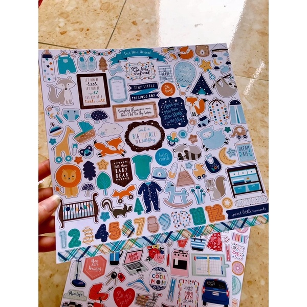 Sticker lẻ theo tờ trang trí love box , srcapbook , khung ảnh 3D handmade không dán decal- Định lượng 250gsm