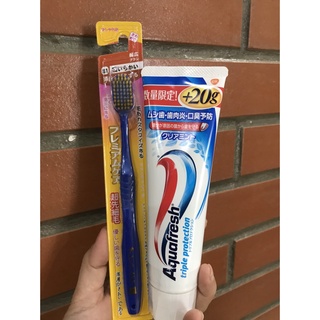 SET KEM ĐÁNH RĂNG AQUAFRESH VÀ BÀN CHẢI EBISU NHẬT BẢN
