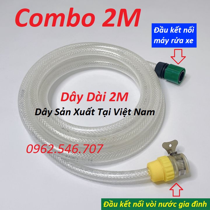 Bộ dây cấp hút nước máy rửa xe gia đình