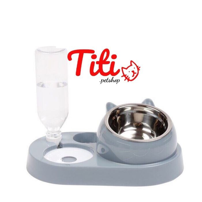 Bát đơn lòng inox gắn bình nước tiện lợi, giá rẻ cho thú cưng - Titipets