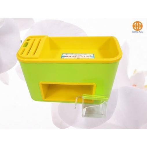 Khay để đồ nhà bếp Nhựa Việt Nhật No.5758 có chỗ để dao thớt,  Khay dụng cụ đa năng tiện dụng  Chính hãng