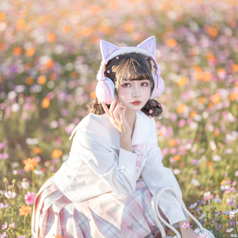 Tai nghe tai mèo Demon Dance YOWU cat ear headphone phiên bản Cat's Claw Powder