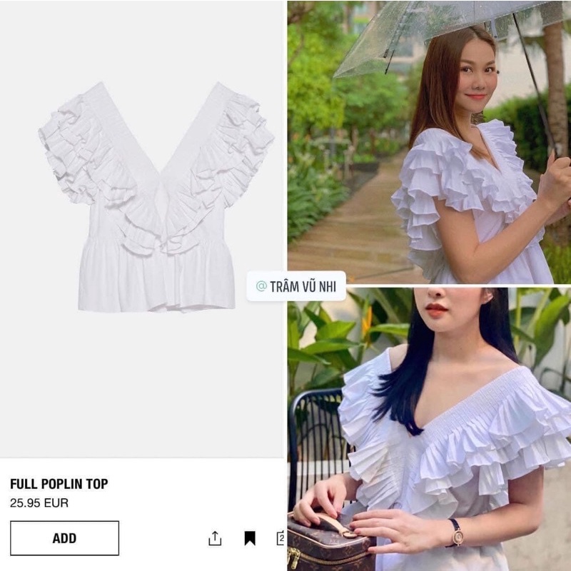 PASS - Zara Auth Áo Kiểu Trắng