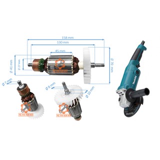 rotor/ruột máy mài đĩa MAKITAA 125mm DCA cao cấp 5010  6010 6020 tặng kèm bộ chổi than