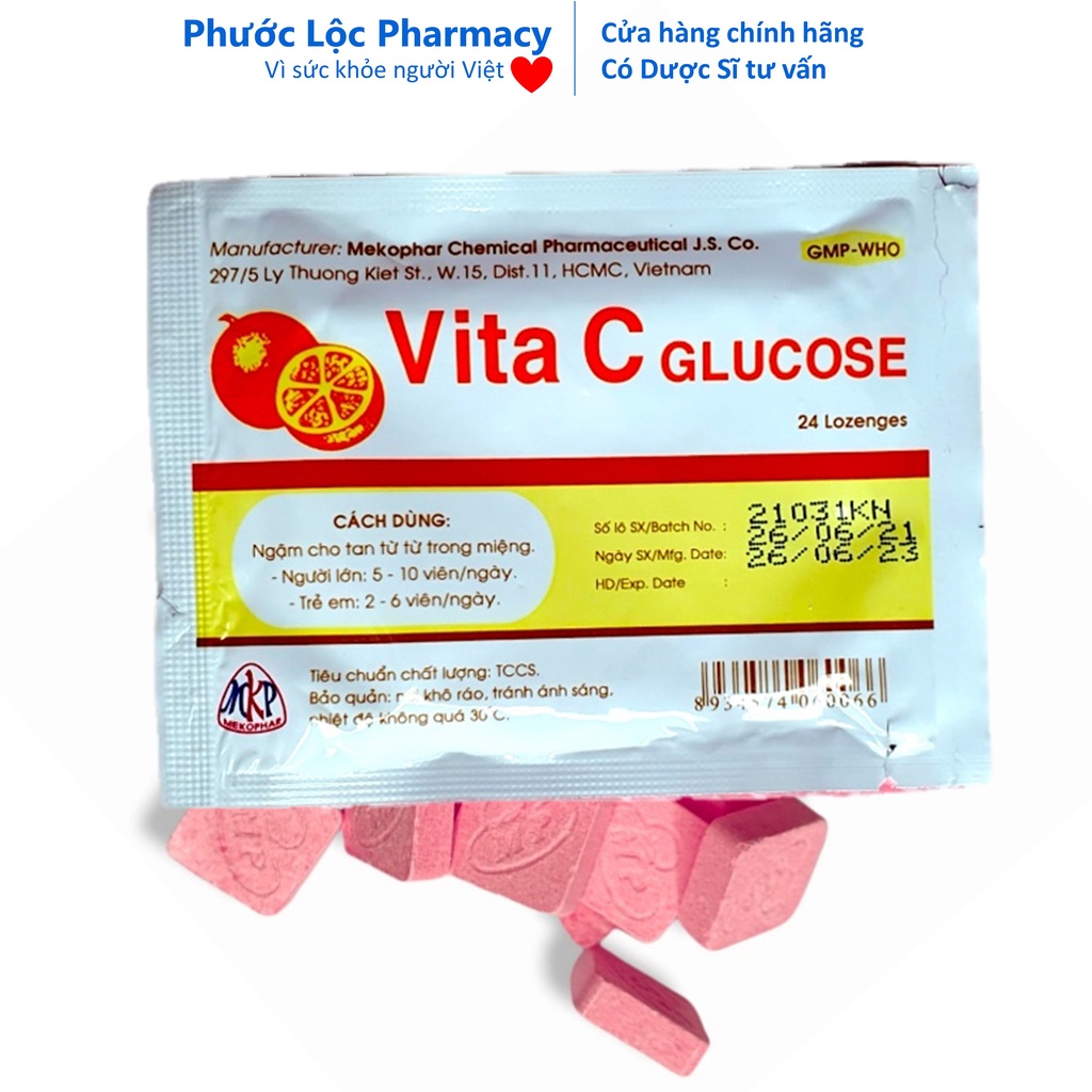 Kẹo Vitamin C gói. Vita C Glucose. Vitamin c cho bé.