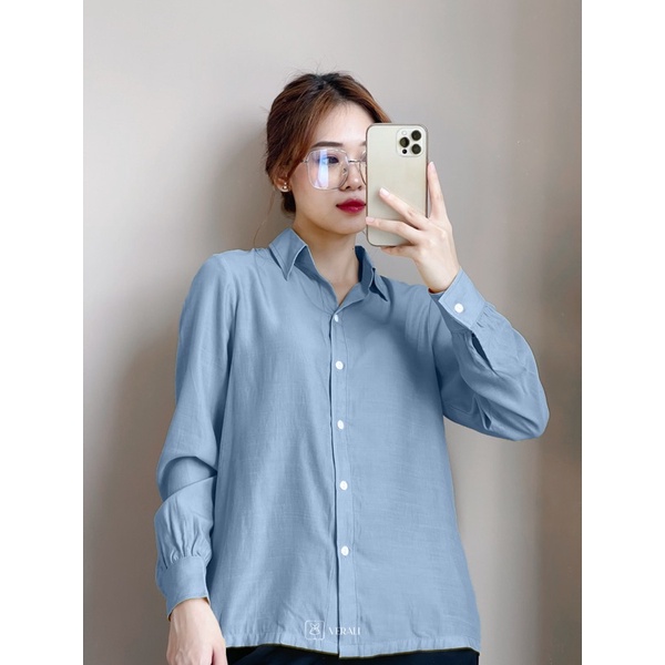 Áo sơ mi nữ công sở basic cổ đức lộ cúc Larosa Harriet