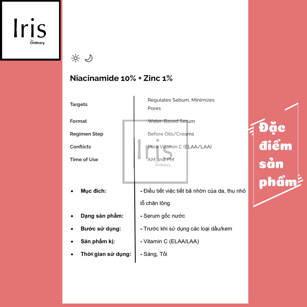 (BILL CANADA) Tinh chất, serum Niacinamide 10% + Zinc 1% - The Ordinary.