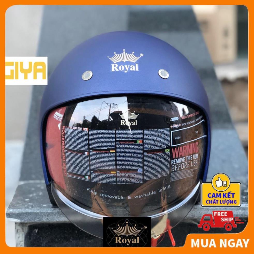 Nón bảo hiểm 3/4 đầu kính âm Royal M139 xanh mực nhám