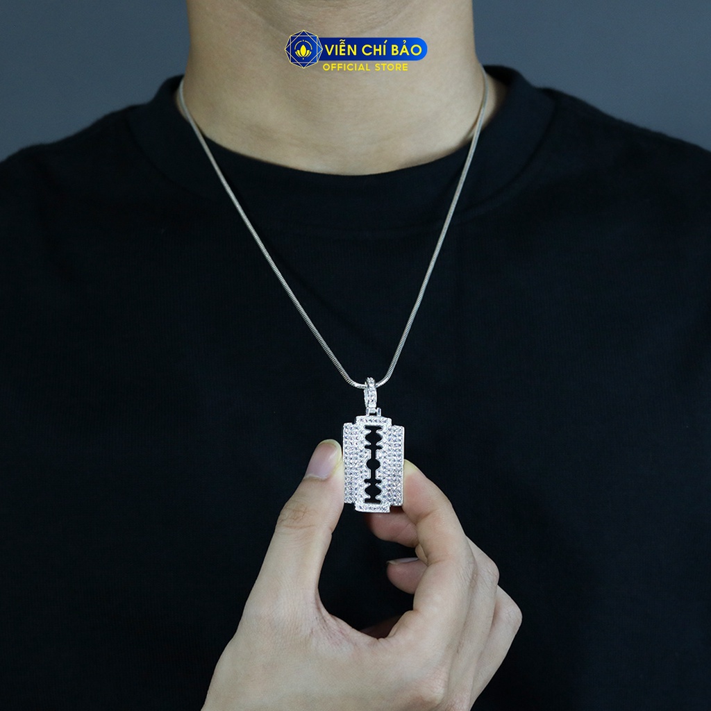 Mặt dây chuyền bạc nam đính đá chất liệu bạc 925 thời trang phụ kiện trang sức Viễn Chí Bảo M300235