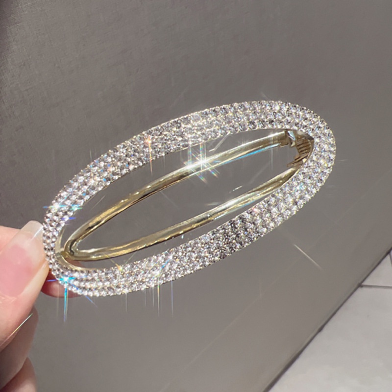 Kẹp tóc HAIMEIKANG hình oval đính kim cương giả thời trang cho nữ