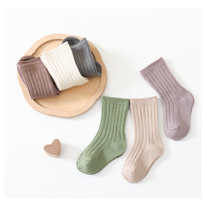 1 Đôi Vớ Màu Trơn Dễ Thương Cho Bé 0-2 Tuổi