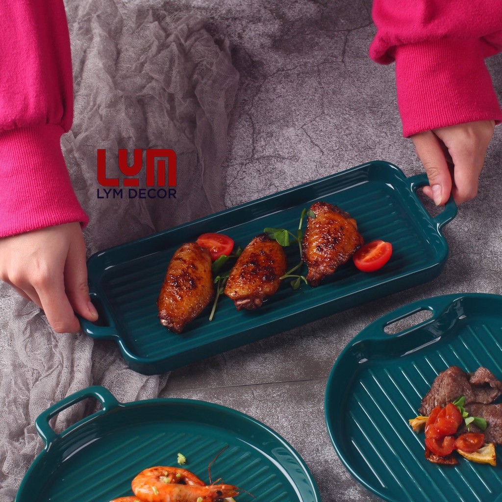 (SALE XẢ) Khay sứ màu xanh cổ vịt, nhiều kiểu dáng đa dạng - Đĩa sứ cao cấp phong cách Bắc Âu