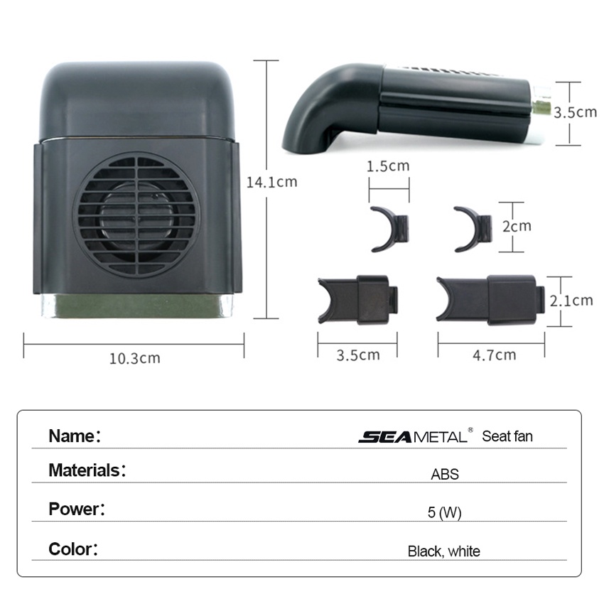 Bộ quạt làm mát USB SEAMETAL 3 tốc độ không ồn điều chỉnh được tốc độ gắn lưng ghế xe hơi