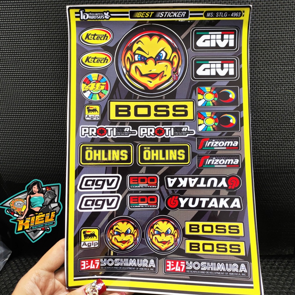 Tem Sticker Dán Chữ YSS, OHLINS, MẮT FENDI
